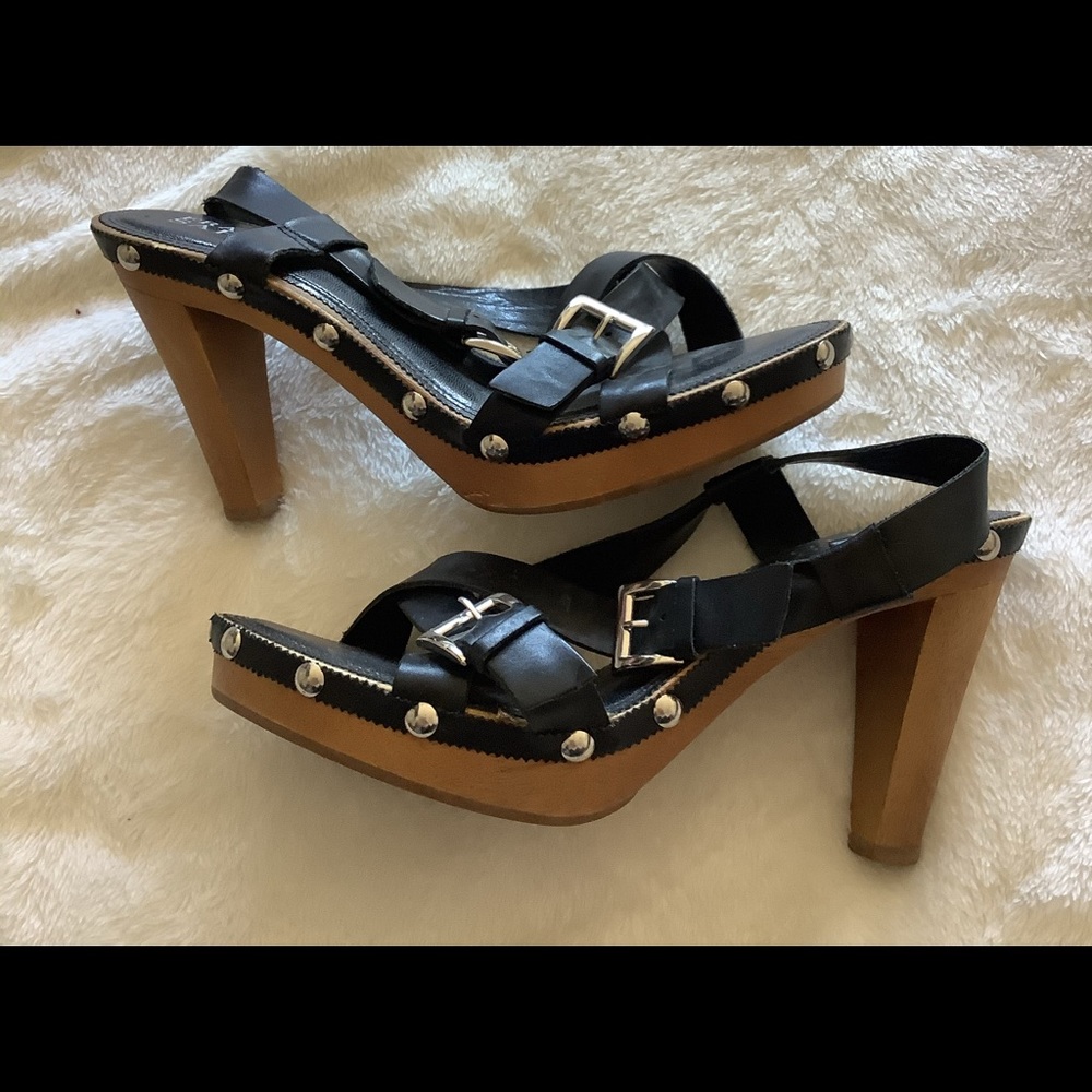 Franco Sarto Studded Sling back heels Black Wood
